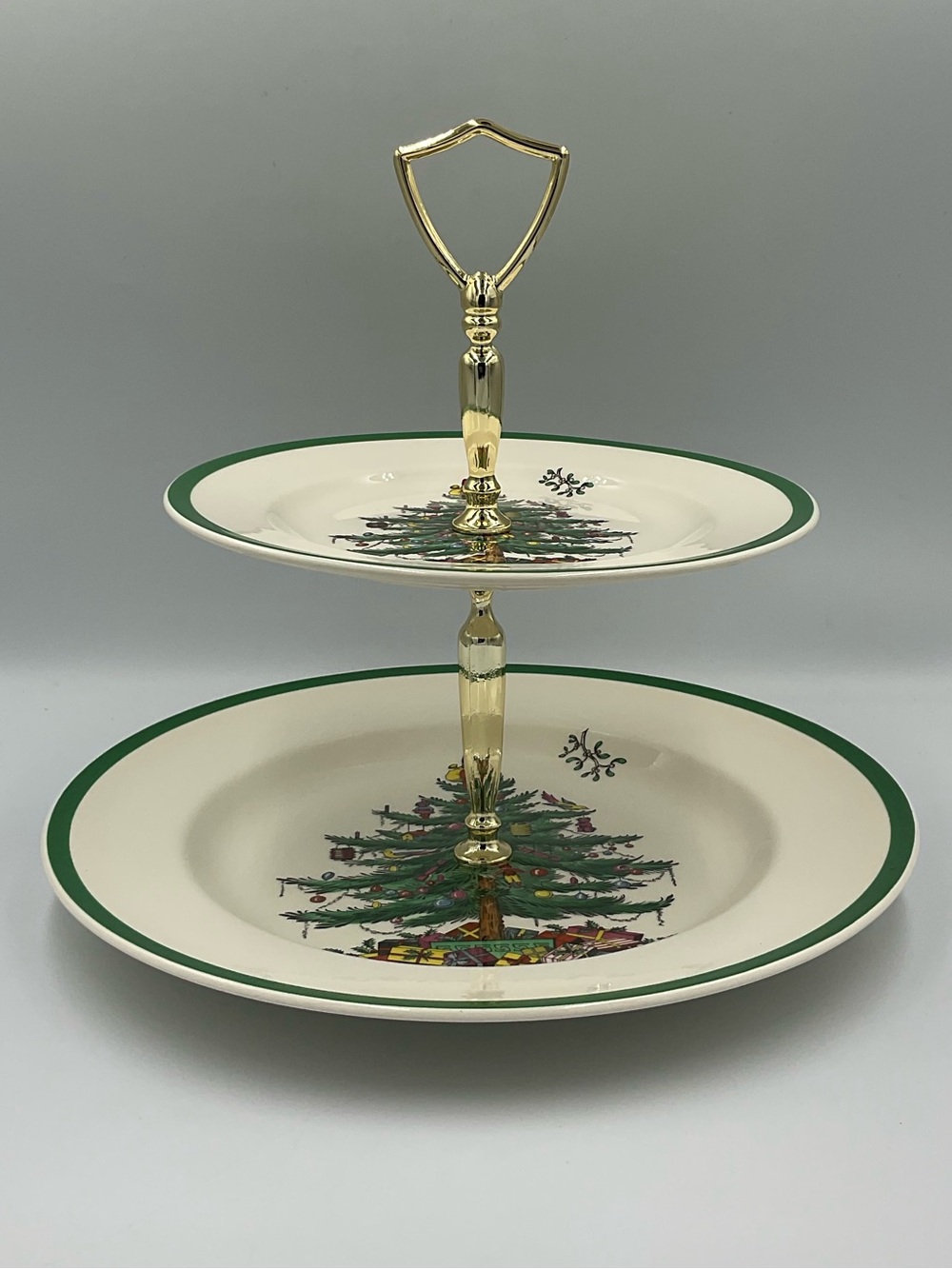 Spode Christmas Tree 2-Tiered Serving Tray England